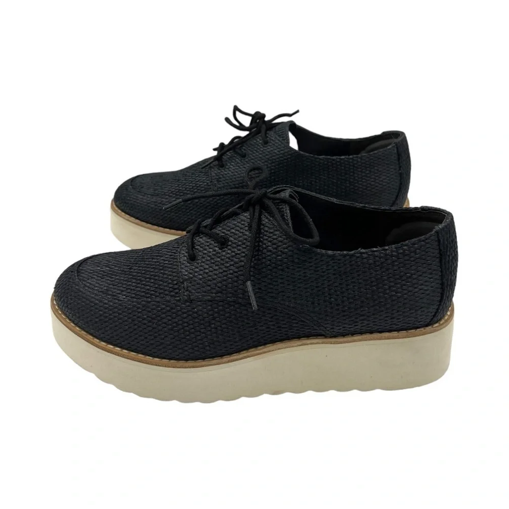 VINCE Women's Zina Raffia Platform Sneakers Black 7.5